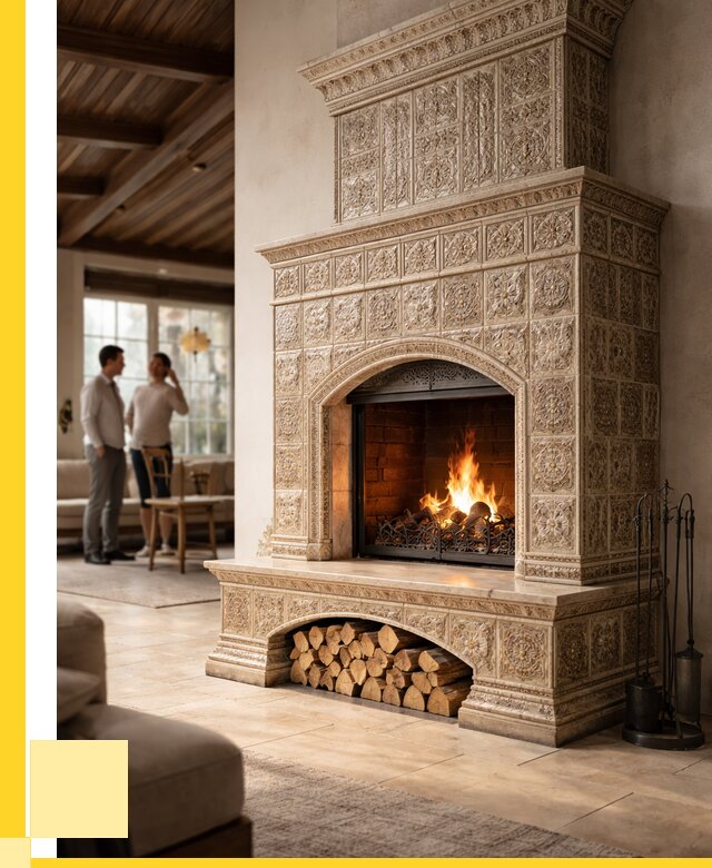 Купить изразцовый камин в Зеленокумске от 254550 р. | ЭриданЗлм