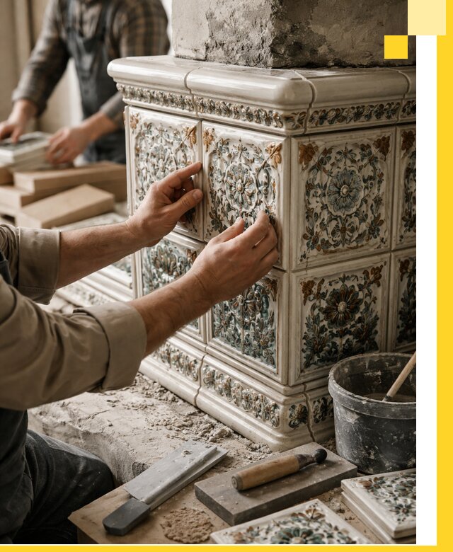 Изразцовые камины под ключ в Зеленокумске: проект и монтаж