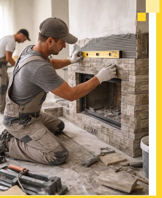 Облицовка каминов в Зеленокумске, монтаж и отделка натуральным камнем