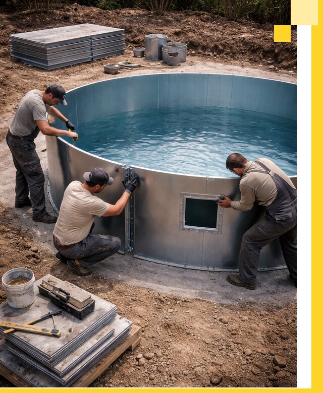 Круглые бассейны под ключ в Зеленокумске проектирование и монтаж