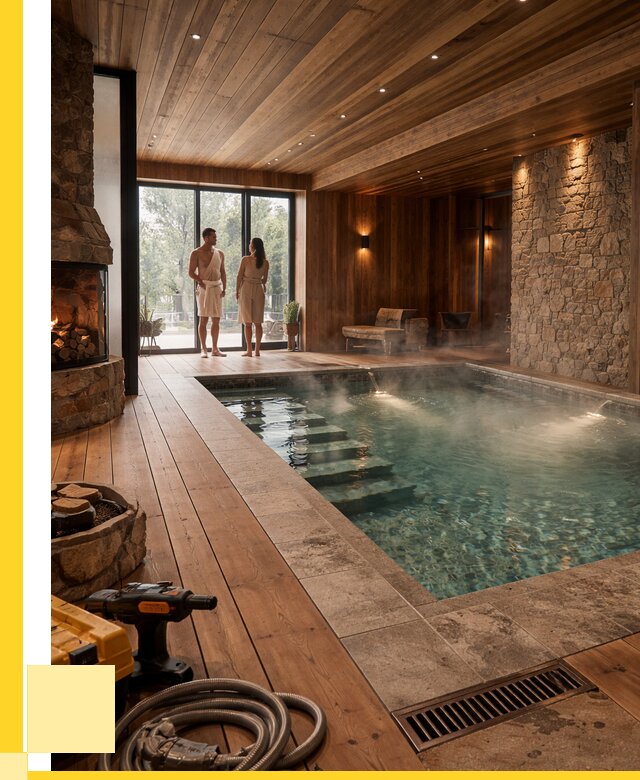 Проекты бань с бассейном под ключ в Зеленокумске от 76365 р., ЭриданЗлм