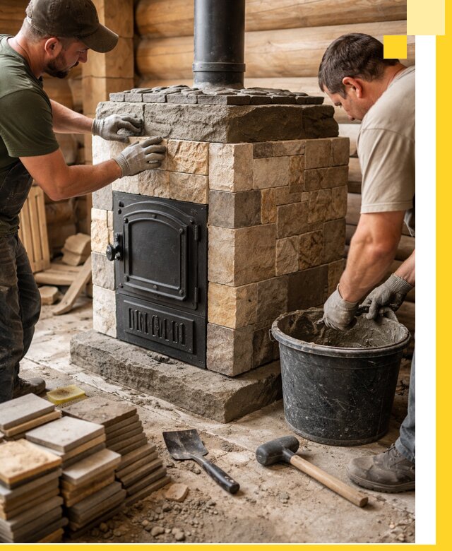 Облицовка банной печи под ключ в Зеленокумске: камень и плитка