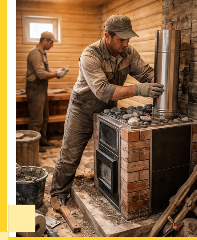 Монтаж печи в бане под ключ в Зеленокумске от 20364 р. | ЭриданЗлм