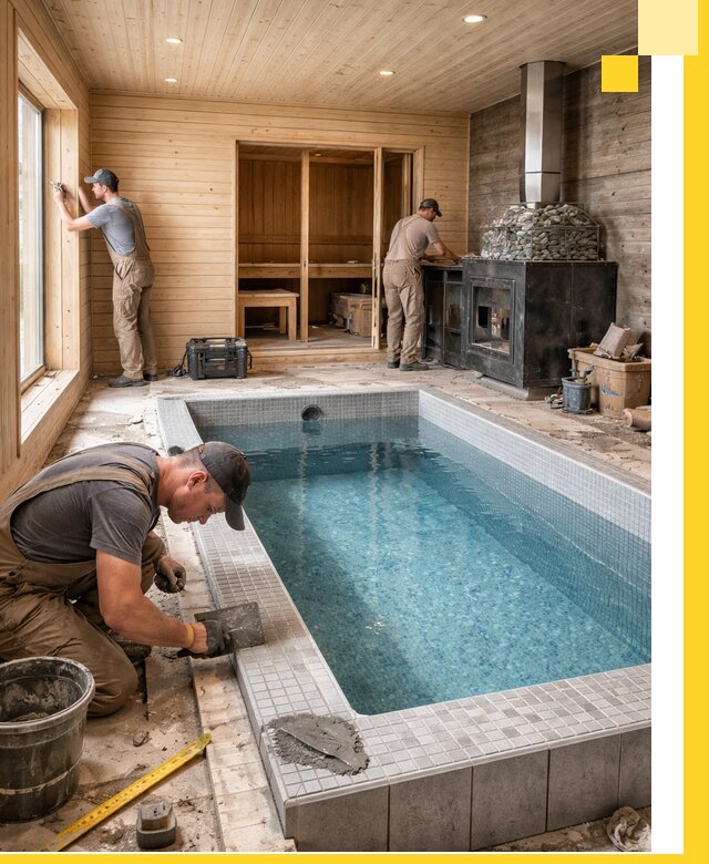 Проект бани с бассейном и сауной в Зеленокумске под ключ