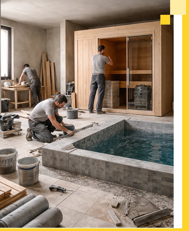 SPA зоны под ключ с бассейном сауной и печью в Зеленокумске